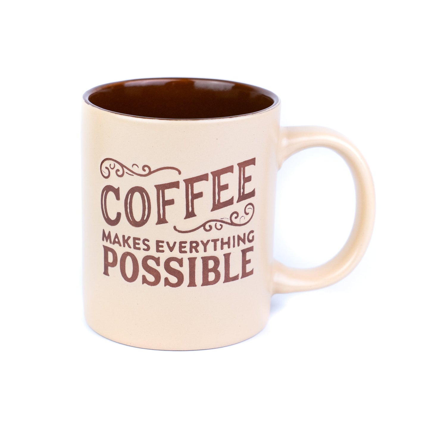 Taza de cerámica de 330 cc "El café lo hace todo posible" - 3 colores disponibles