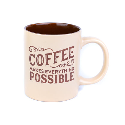 Taza de cerámica de 330 cc "El café lo hace todo posible" - 3 colores disponibles