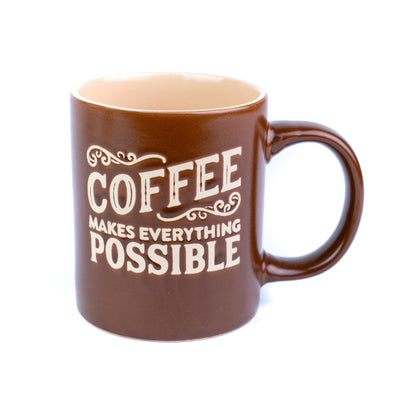 Taza de cerámica de 330 cc "El café lo hace todo posible" - 3 colores disponibles