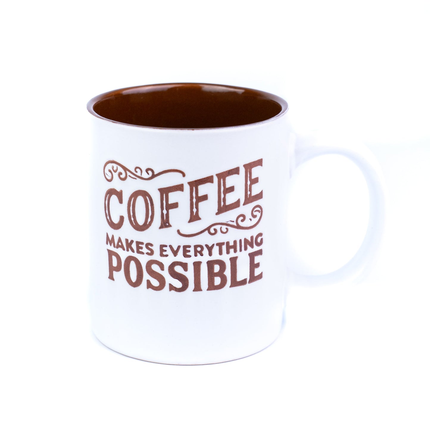Taza de cerámica de 330 cc "El café lo hace todo posible" - 3 colores disponibles