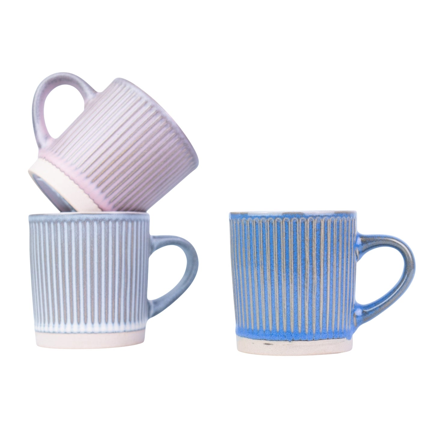 Caneca Pequena de Cerâmica 210cc com Textura Vertical - 3 Cores Degradê