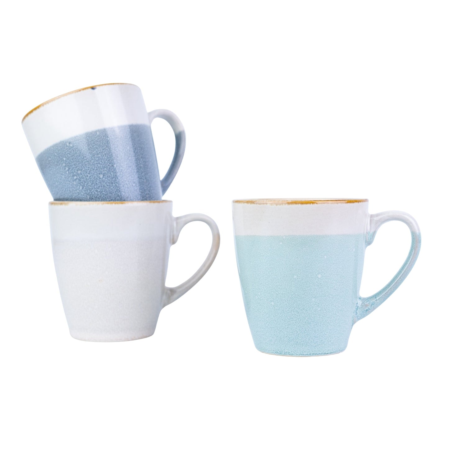 Caneca Pequena de Cerâmica 220cc Bicolor com Acabamento Dourado - 3 Cores