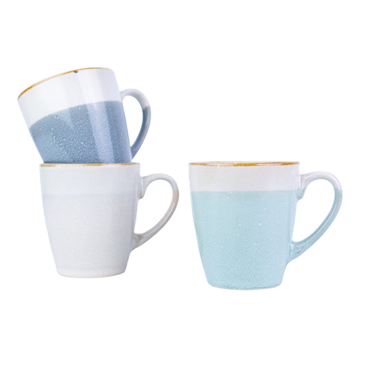 Caneca Pequena de Cerâmica 220cc Bicolor com Acabamento Dourado - 3 Cores