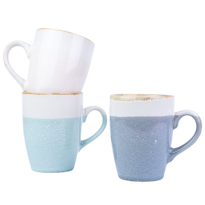 Caneca de Cerâmica 330cc Bicolor com Acabamento Dourado - 3 Cores