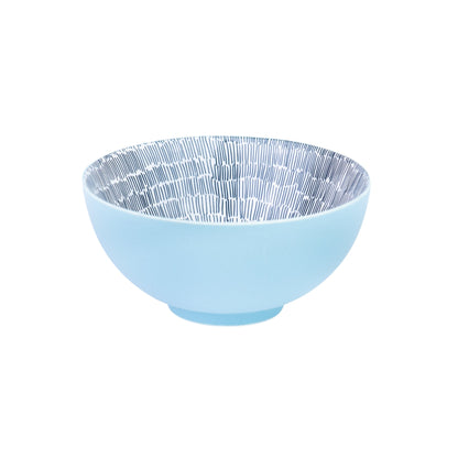 Conjunto de Pequeno-Almoço 6 Peças com Padrão de Linhas - Azul (2 Pessoas)