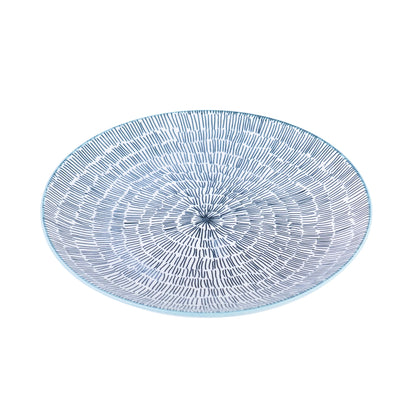 Conjunto de Pequeno-Almoço 6 Peças com Padrão de Linhas - Azul (2 Pessoas)