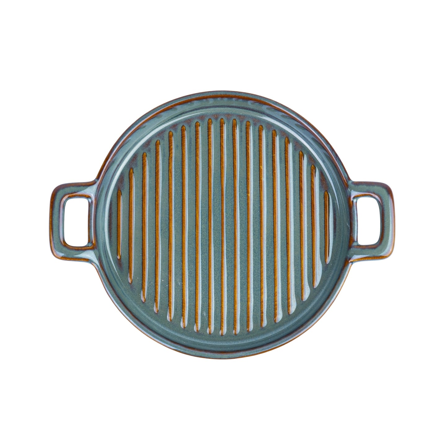 Prato de Cerâmica para Grelhados com Pegas - Verde Jade (20,5x16cm)