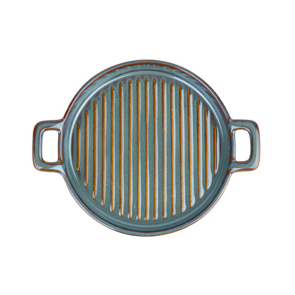 Prato de Cerâmica para Grelhados com Pegas - Verde Jade (20,5x16cm)