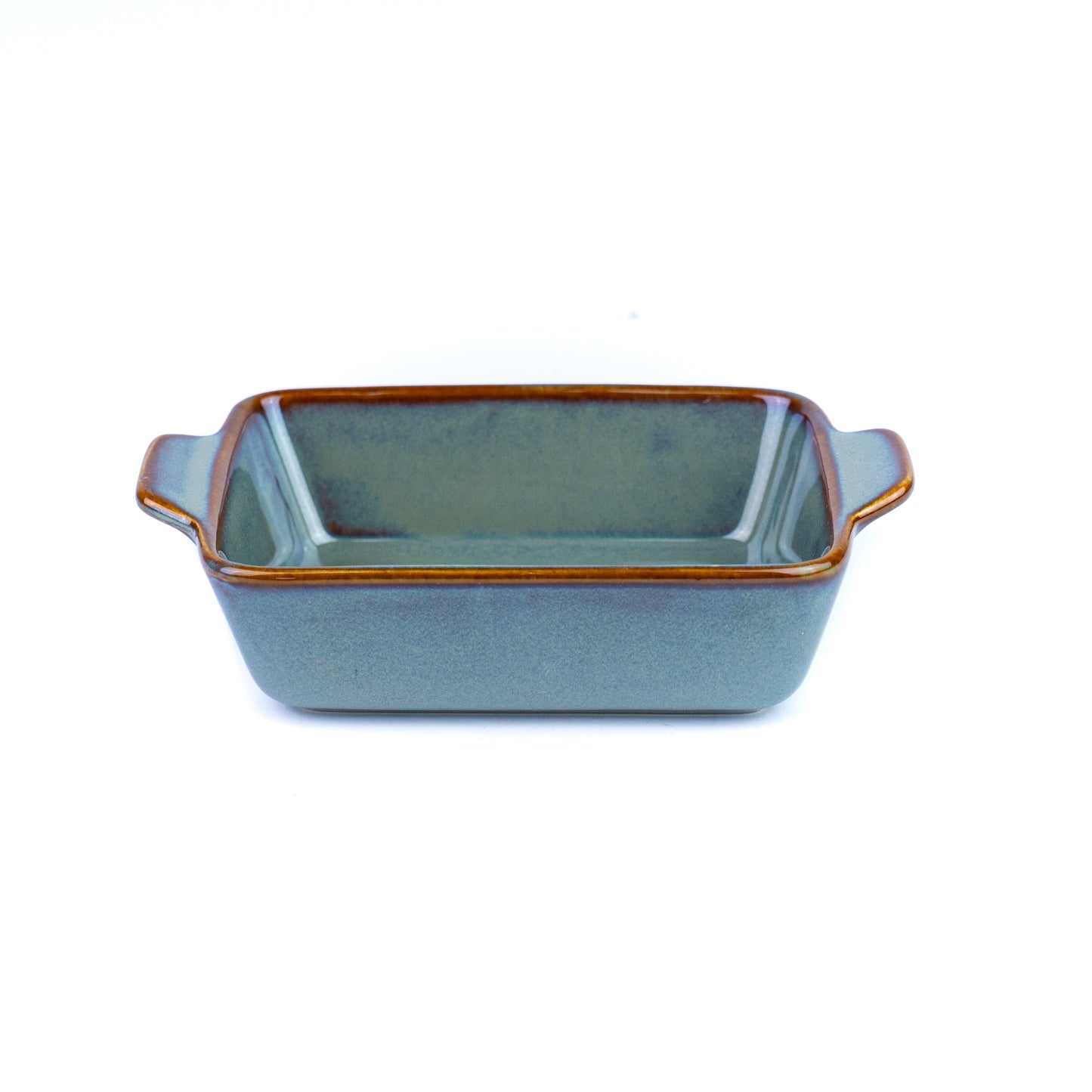 Travessa Retangular Pequena de Cerâmica com Asas em Verde Jade 13,8x9x3,5cm