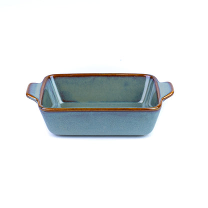 Travessa Retangular Pequena de Cerâmica com Asas em Verde Jade 13,8x9x3,5cm