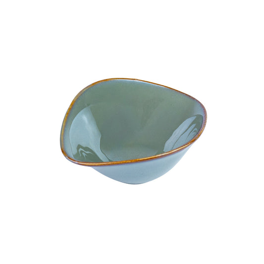 Tigela Média de Cerâmica com Forma Assimétrica em Verde Jade 14x12x5,8cm