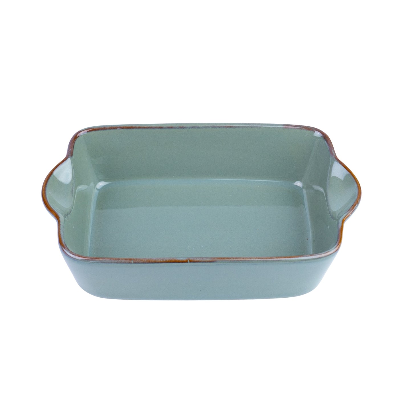 Travessa Retangular de Cerâmica com Asas em Verde Jade 22x12,8x5,5cm