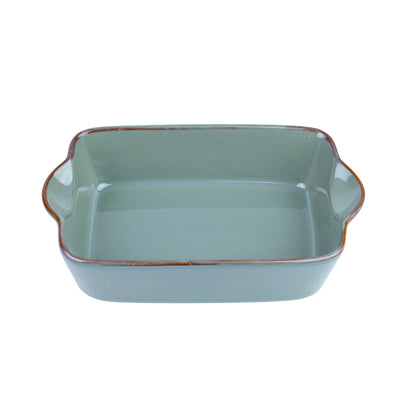 Travessa Retangular de Cerâmica com Asas em Verde Jade 22x12,8x5,5cm