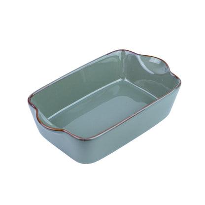 Travessa Retangular de Cerâmica com Asas em Verde Jade 22x12,8x5,5cm