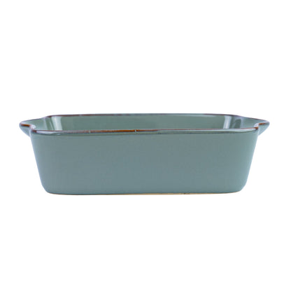 Travessa Retangular de Cerâmica com Asas em Verde Jade 22x12,8x5,5cm