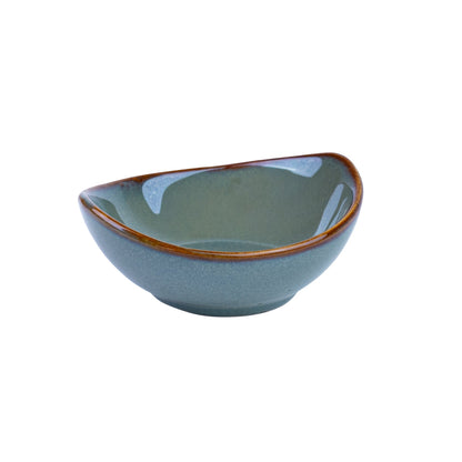 Tigela Pequena de Cerâmica com Forma Assimétrica em Verde Jade 10,7x9,6x4,8cm