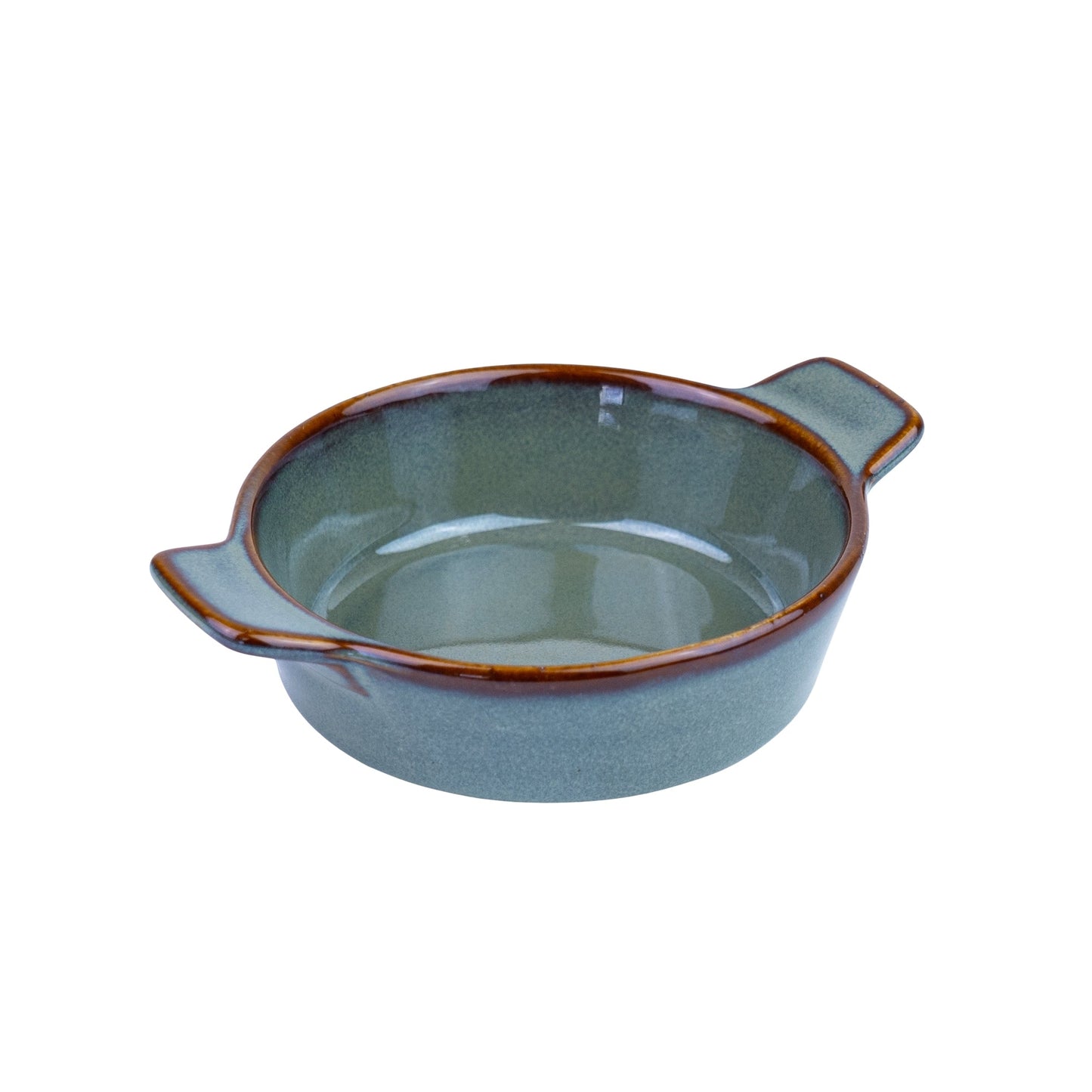 Tigela Redonda de Cerâmica com Asas em Verde Jade 14x11x3,8cm