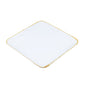 Prato Quadrado Extra Grande de Cerâmica Branca com Borda Dourada 25x25x2,6cm