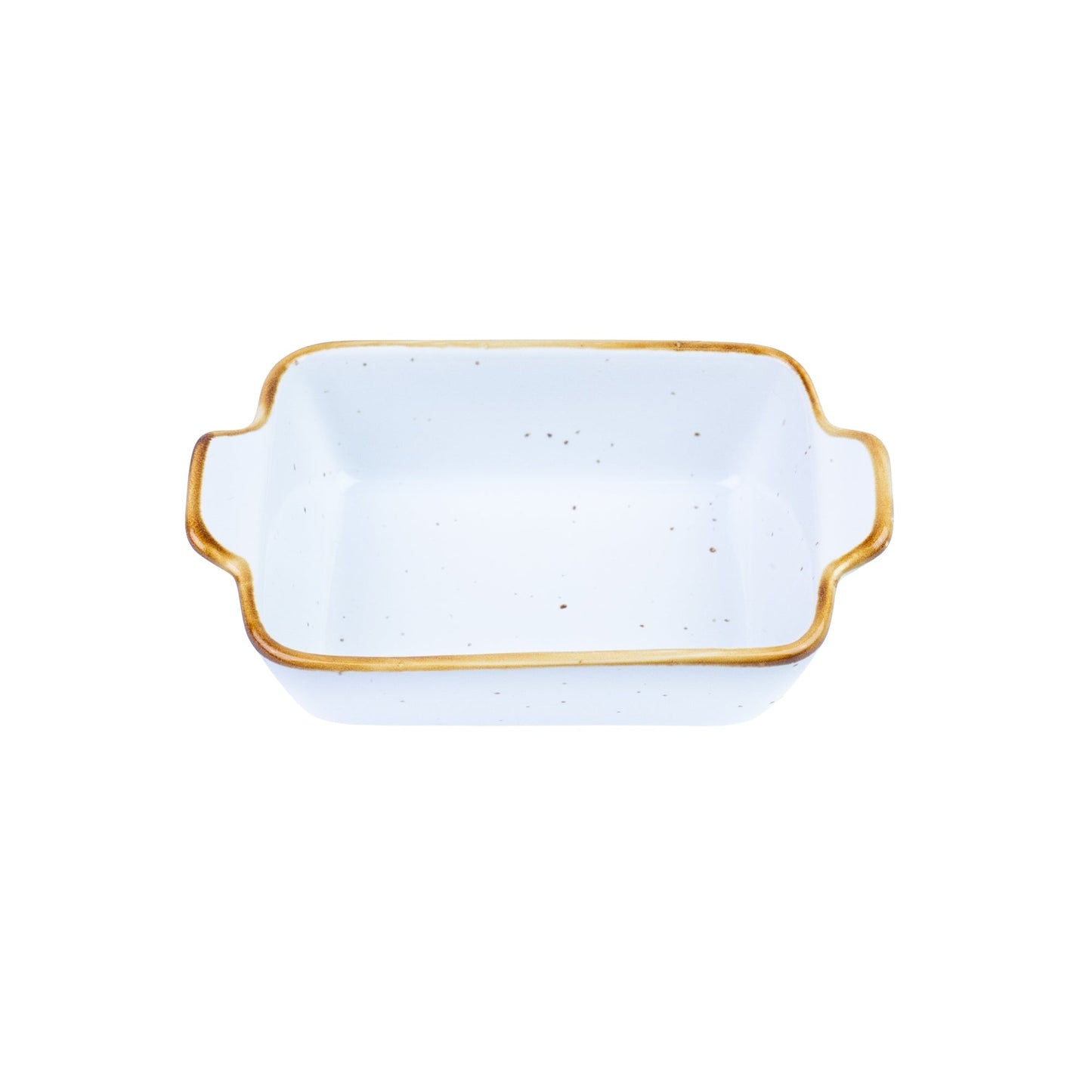 Travessa Retangular Decorativa de Cerâmica Branca com Borda Dourada 13,8x9x3,5cm