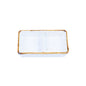 Tigela Retangular Pequena de Cerâmica Branca com Borda Dourada 11,8x7x2cm