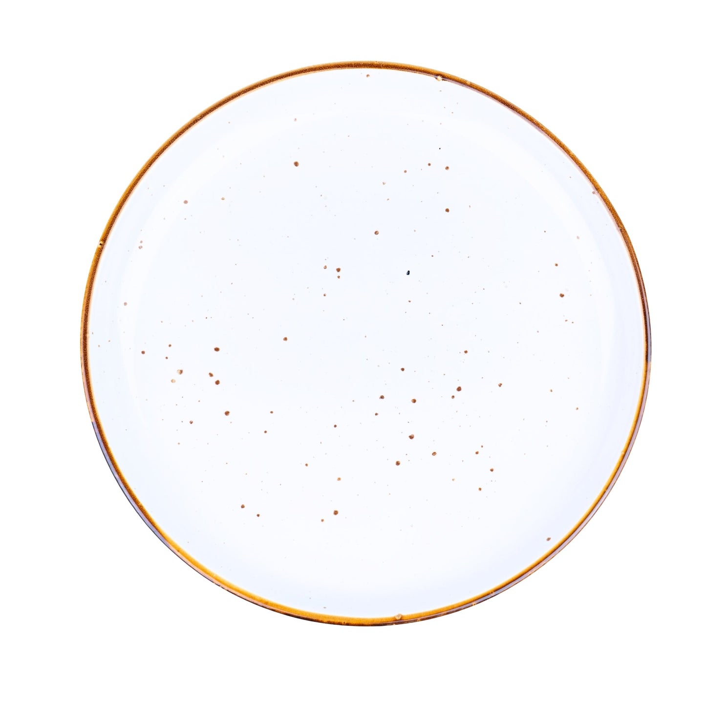 Prato Redondo Médio de Cerâmica Branca com Borda Dourada 20x20x2cm