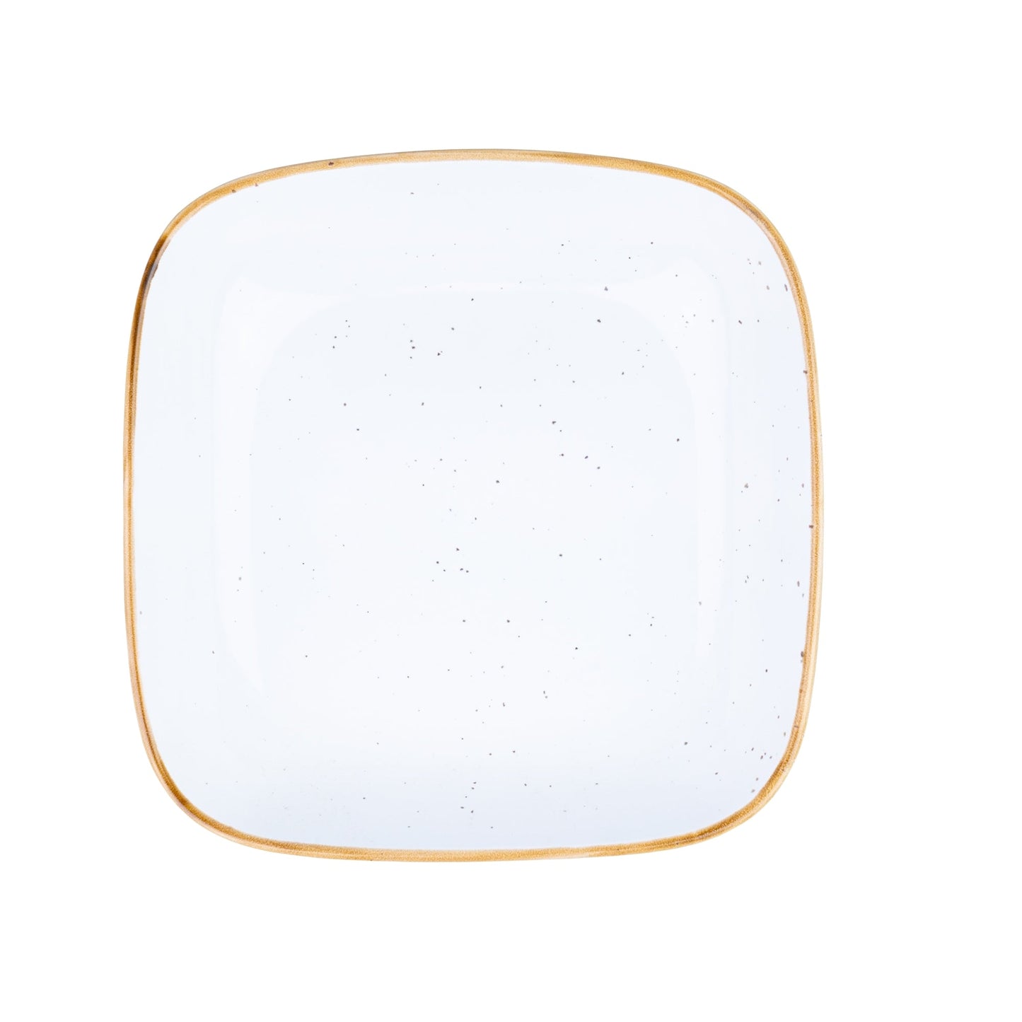 Tigela Quadrada Funda de Cerâmica Branca com Borda Dourada 18,5x18,5x4,5cm
