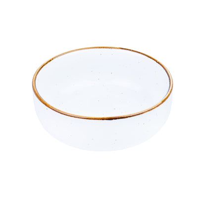 Tigela Média Redonda de Cerâmica Branca com Borda Dourada 16x16x6cm