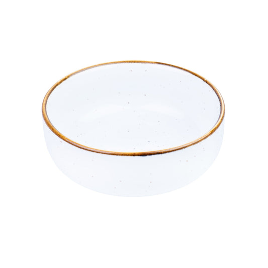 Tigela Média Redonda de Cerâmica Branca com Borda Dourada 16x16x6cm