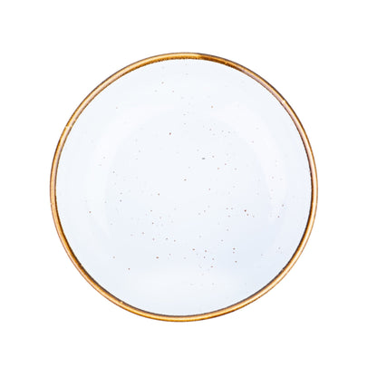 Tigela Média Redonda de Cerâmica Branca com Borda Dourada 16x16x6cm