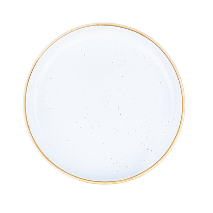 Tigela Redonda Funda de Cerâmica Branca com Borda Dourada 20x20x4cm