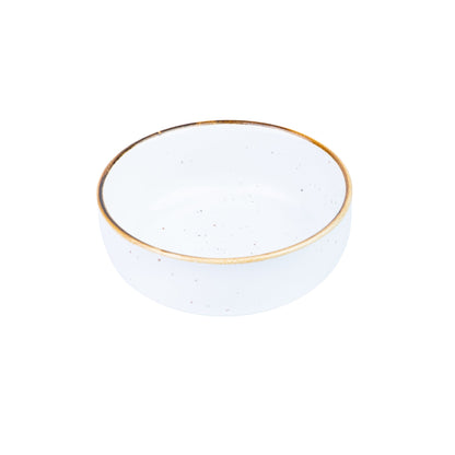 Tigela Pequena Redonda de Cerâmica Branca com Borda Dourada 11x11x4,5cm
