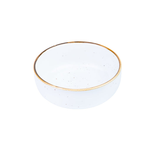 Tigela Pequena Redonda de Cerâmica Branca com Borda Dourada 11x11x4,5cm