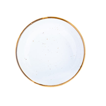 Tigela Pequena Redonda de Cerâmica Branca com Borda Dourada 11x11x4,5cm