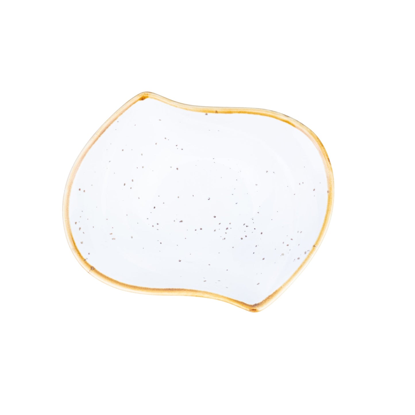 Tigela Orgânica de Cerâmica Branca com Borda Dourada e Bico 12,5x9,6x4cm