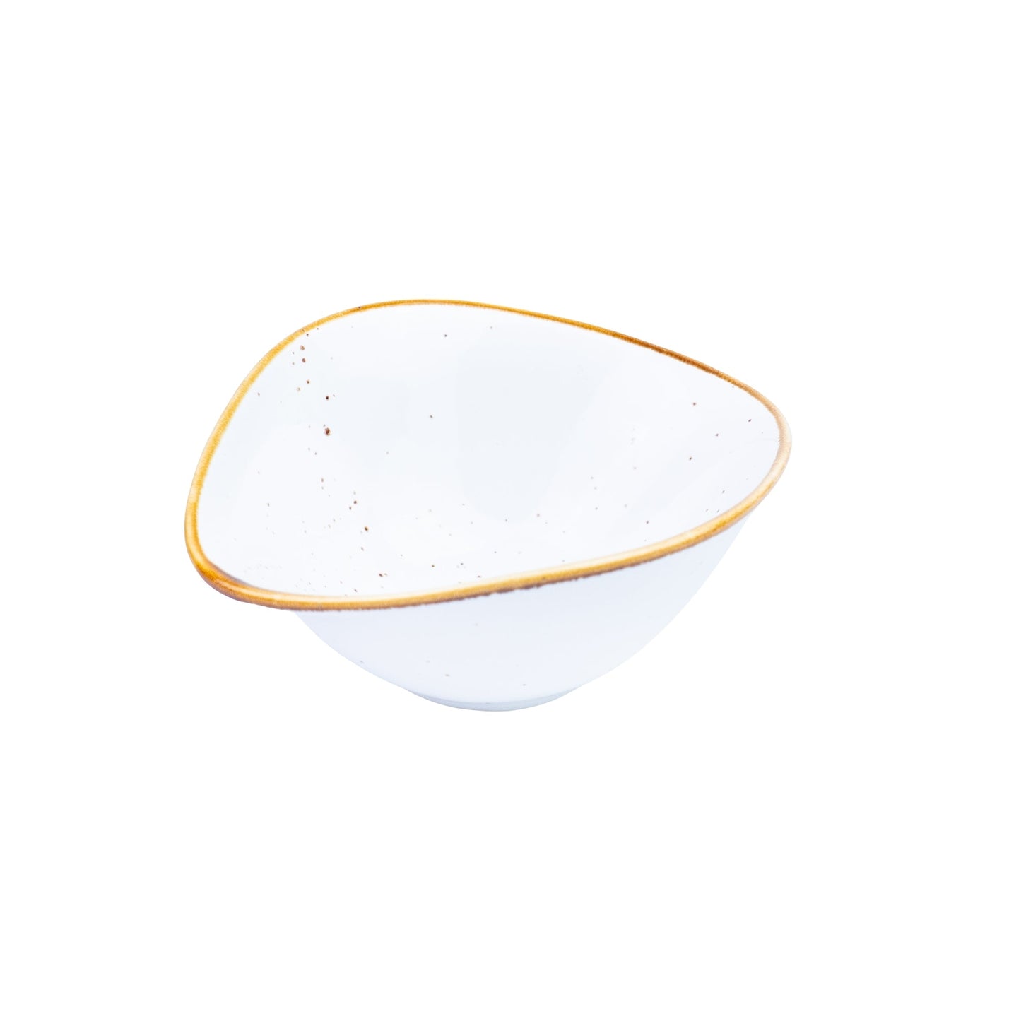 Tigela Triangular de Cerâmica Branca com Borda Dourada 13,9x11,8x5,8cm