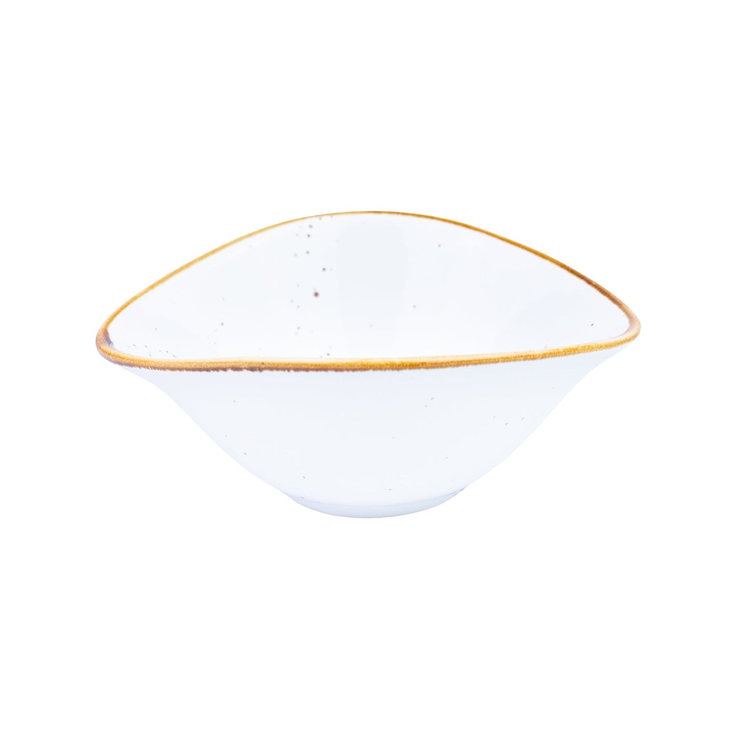 Tigela Triangular de Cerâmica Branca com Borda Dourada 13,9x11,8x5,8cm