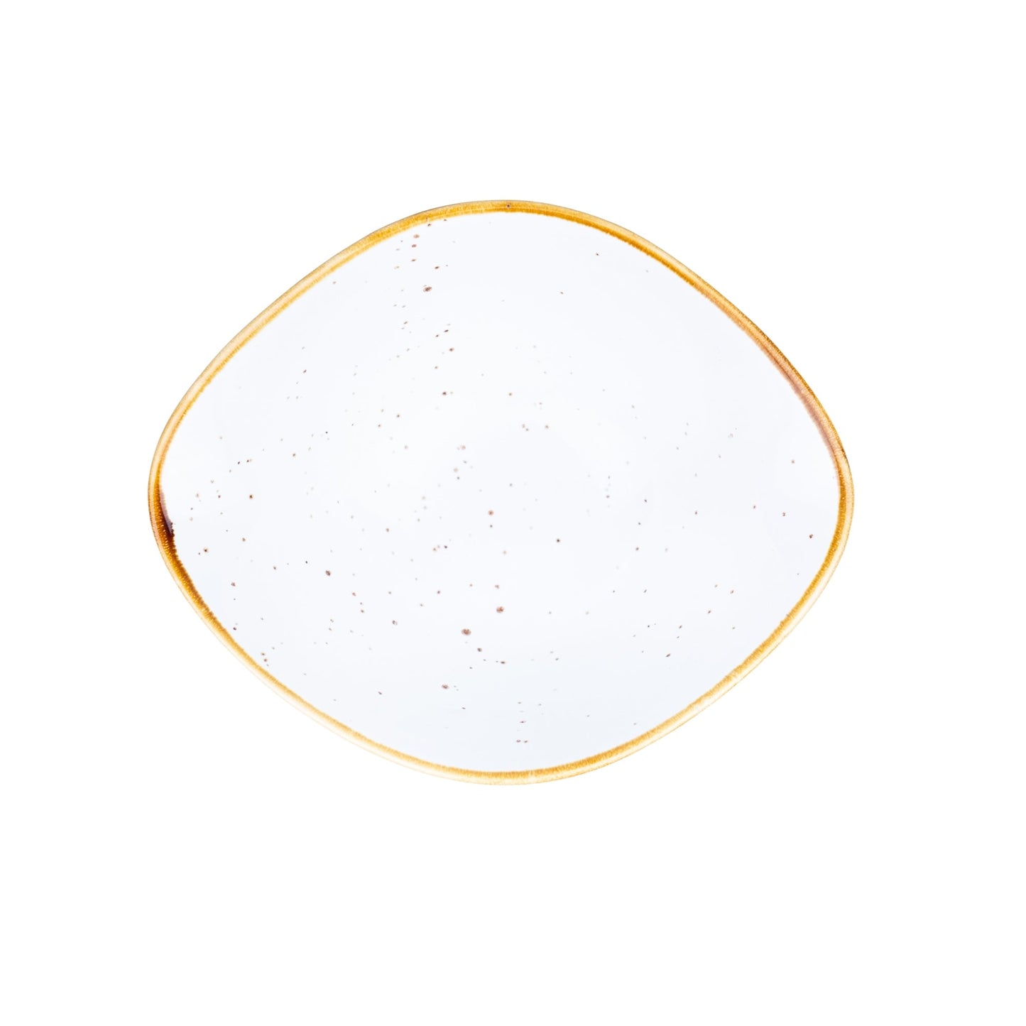 Tigela Triangular de Cerâmica Branca com Borda Dourada 13,9x11,8x5,8cm