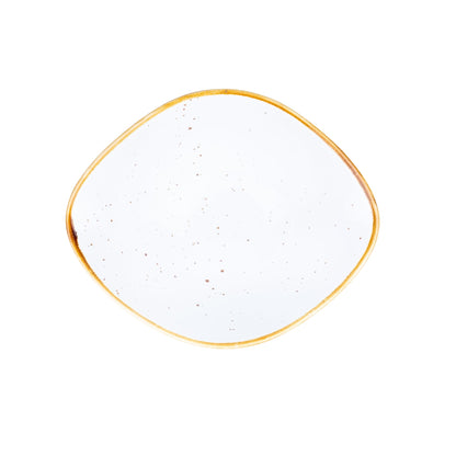 Tigela Triangular de Cerâmica Branca com Borda Dourada 13,9x11,8x5,8cm