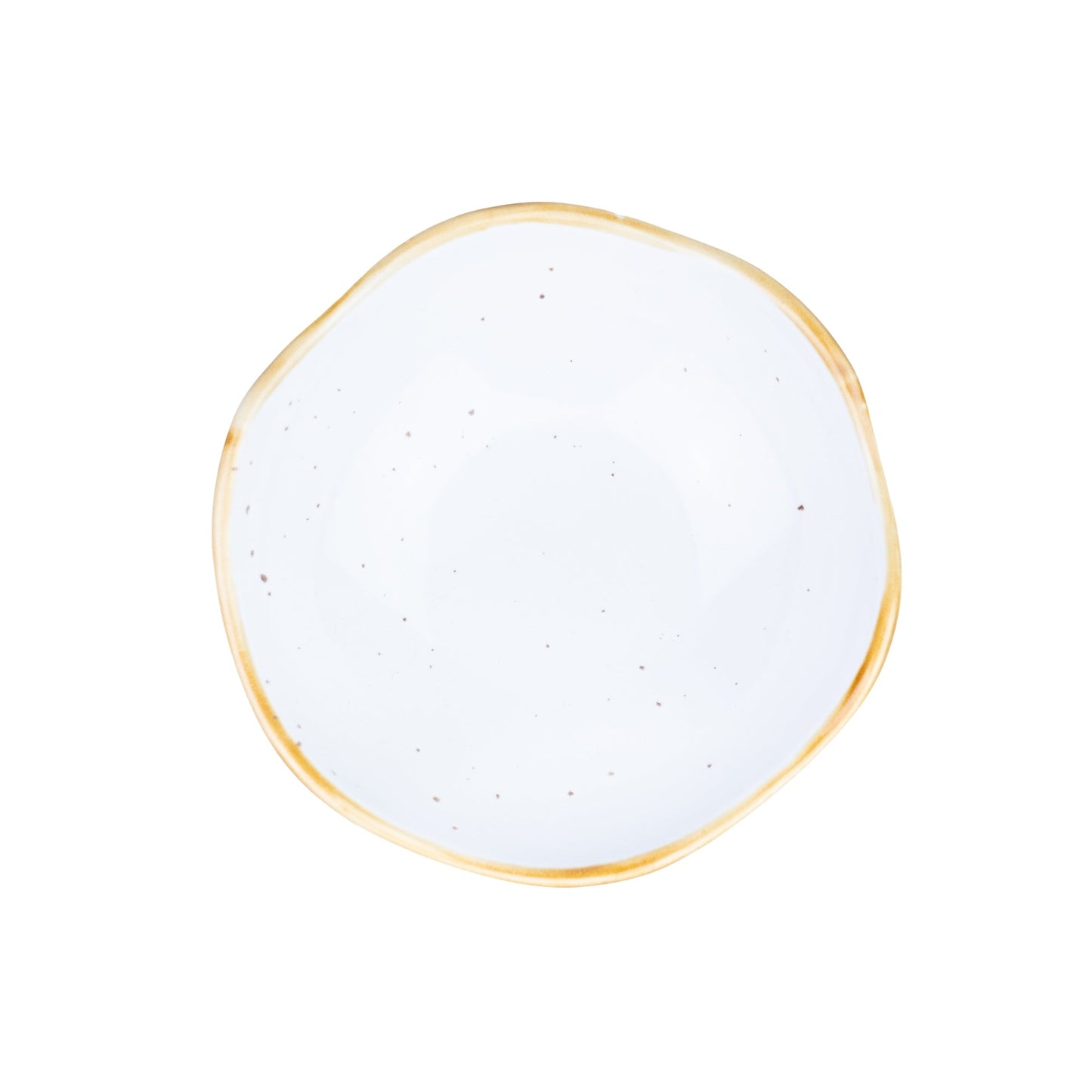 Tigela Orgânica Pequena de Cerâmica Branca com Borda Dourada 12x4cm