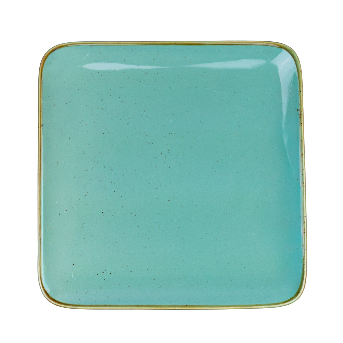 Prato Quadrado Grande em Cerâmica - Verde Turquesa 18.5x18.5x2cm