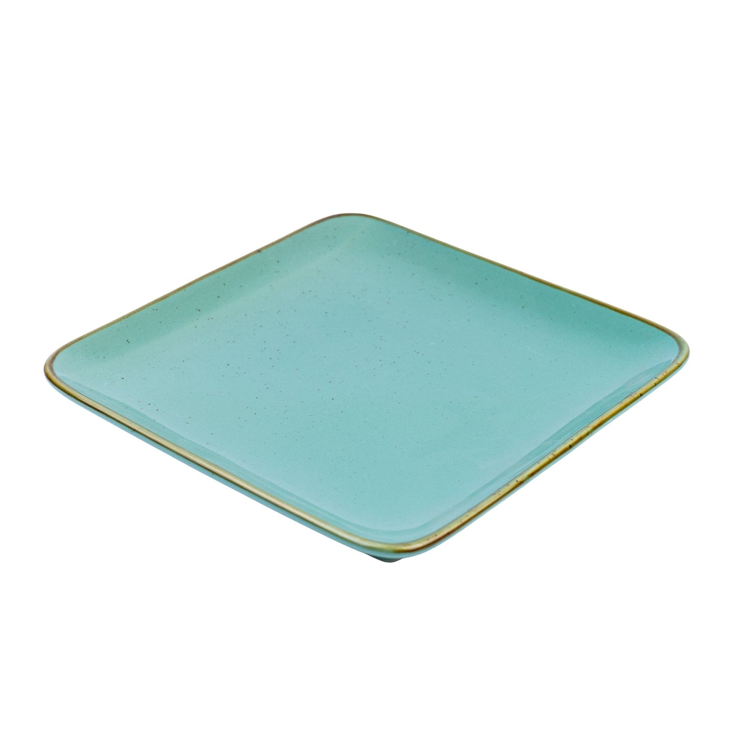 Prato Quadrado Grande em Cerâmica - Verde Turquesa 18.5x18.5x2cm