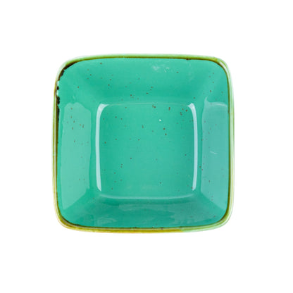 Tigela Quadrada Pequena em Cerâmica - Verde Turquesa 10.3x10.3x4.2cm
