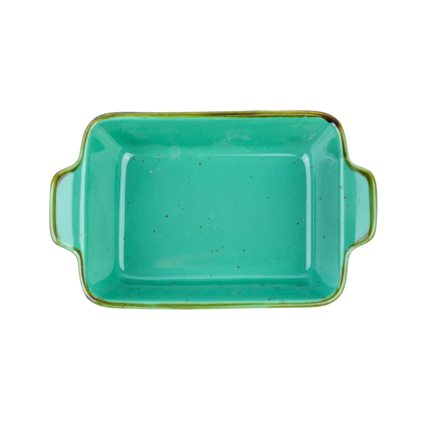 Travessa Retangular com Pegas em Cerâmica - Verde Turquesa 13.8x9x3.5cm