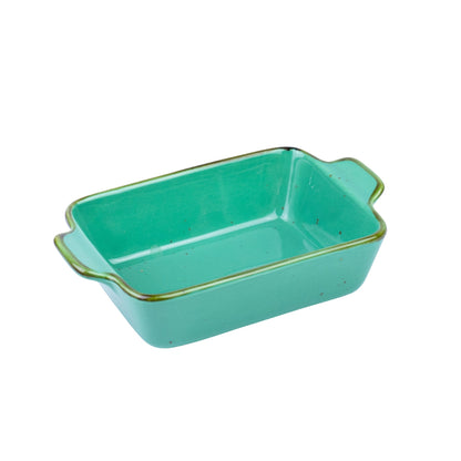 Travessa Retangular com Pegas em Cerâmica - Verde Turquesa 13.8x9x3.5cm