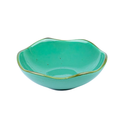 Tigela Ondulada em Cerâmica - Verde Turquesa 12x4cm