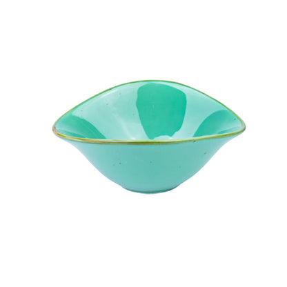 Tigela Triangular em Cerâmica - Verde Turquesa 13.9x11.8x5.8cm