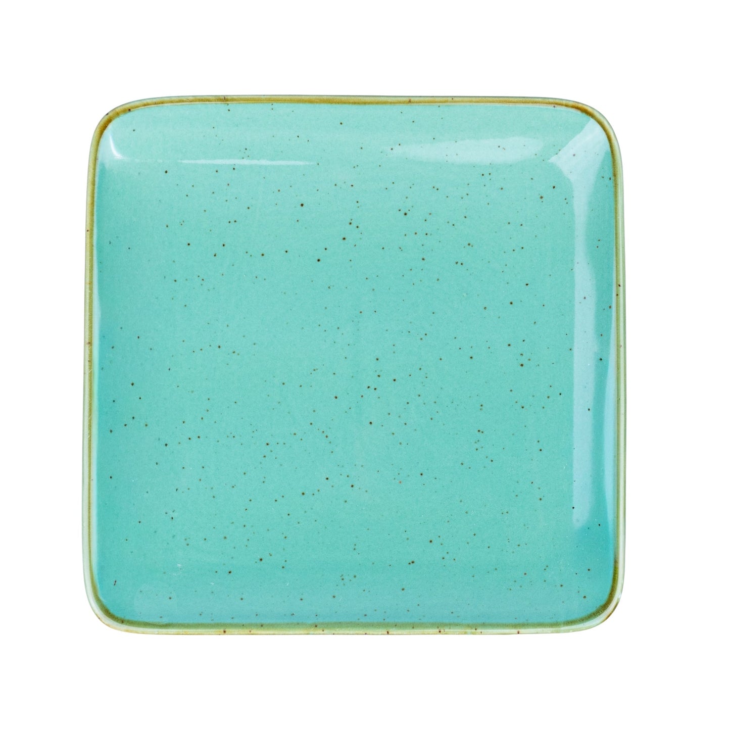Prato Quadrado Grande em Cerâmica - Verde Turquesa 18.5x18.5x2cm