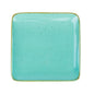 Prato Quadrado Grande em Cerâmica - Verde Turquesa 18.5x18.5x2cm