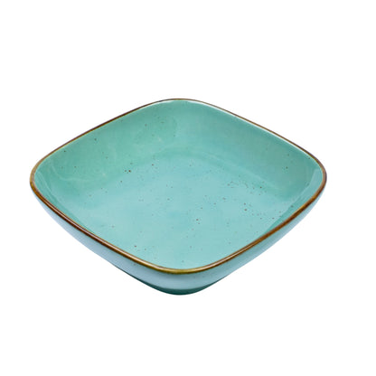Tigela Quadrada Funda em Cerâmica - Verde Turquesa 18.5x18.5x4.5cm