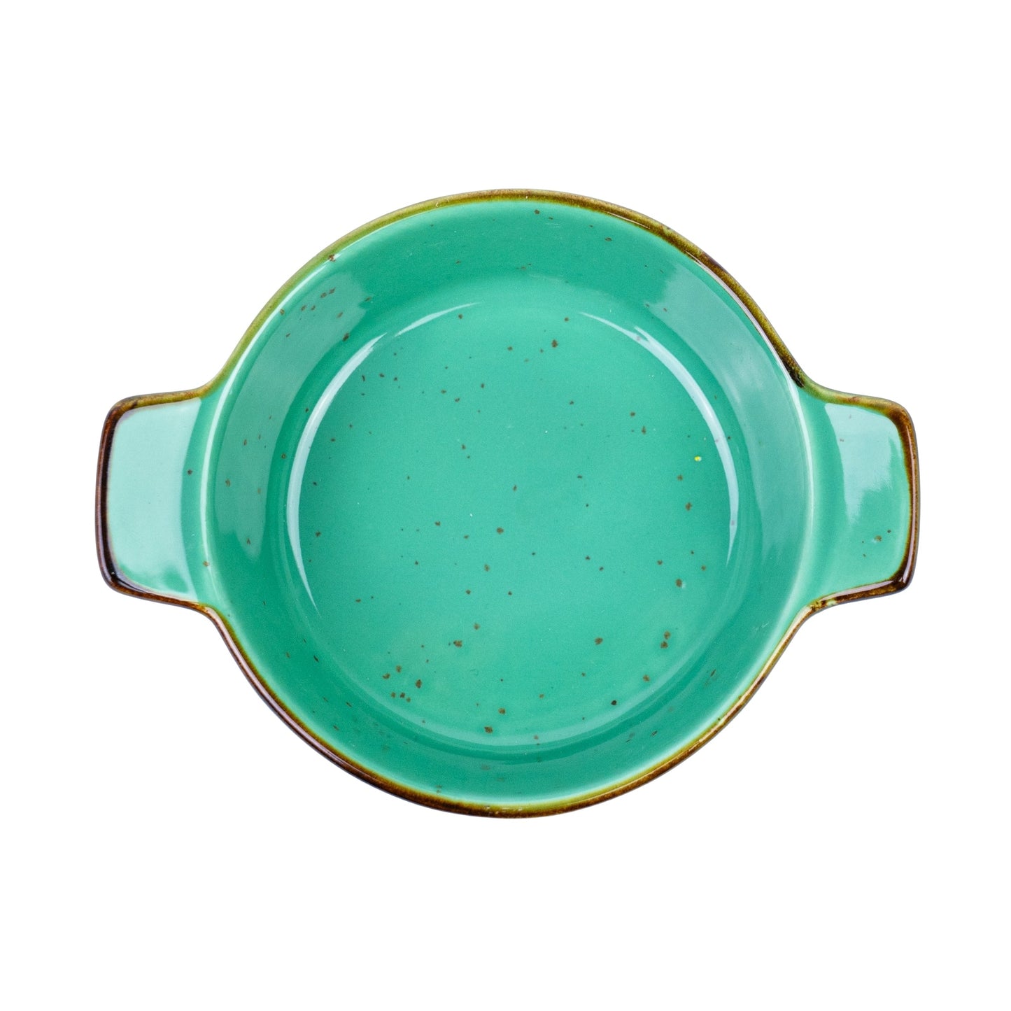 Tigela Redonda com Pegas em Cerâmica - Verde Turquesa 14x11x3.8cm